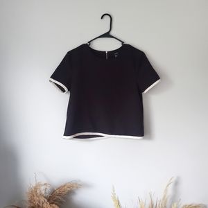 Business Casual Black & White Cropped Top
